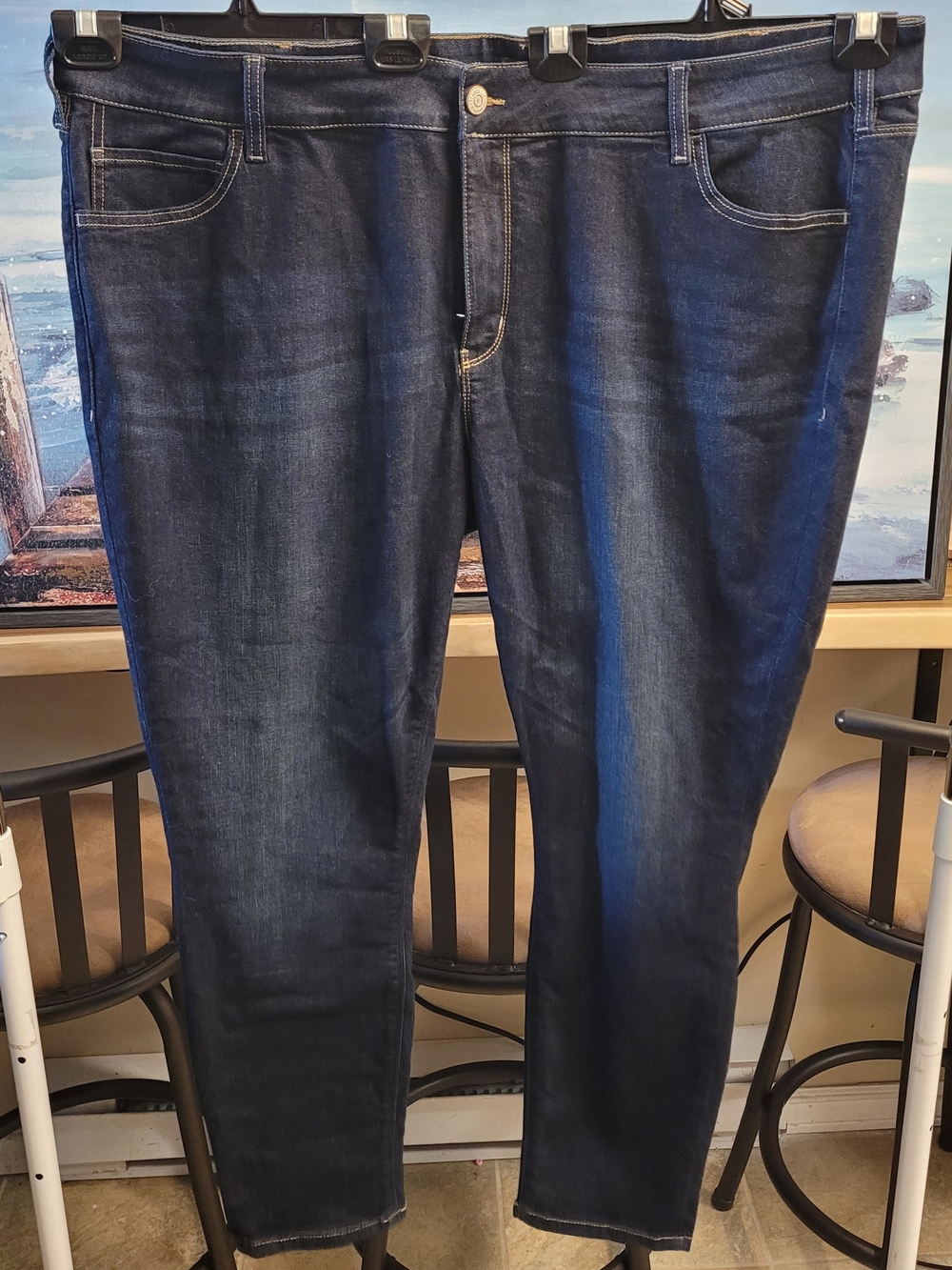 Women's Dark Blue Stretch Denim Jeans Warehouse One Skinny 24 Plus Size